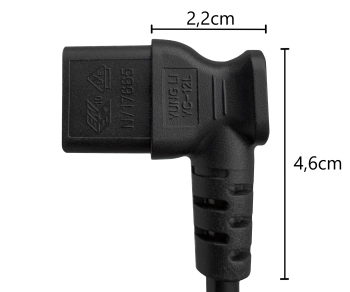 Cabo de rede Dinamarca tipo K 90° para C13 90°, 0,75 mm², aprovações: VDE/DEMKO, preto, comprimento 1,80m