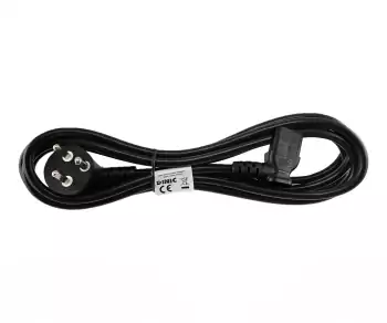 Maitinimo kabelis Danija, K 90°-C13 90°, 0,75 mm², patvirtinimai: VDE/DEMKO, juodos spalvos, ilgis 1,80 m