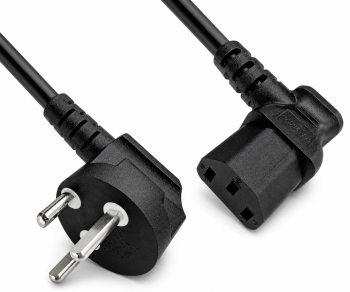 Cablu de rețea Danemarca tip K 90° la C13 90°, 0,75mm², omologări: VDE/DEMKO, negru, lungime 1,80m