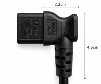 Cablu de rețea Danemarca tip K 90° la C13 90°, 0,75mm², omologări: VDE/DEMKO, negru, lungime 1,80m