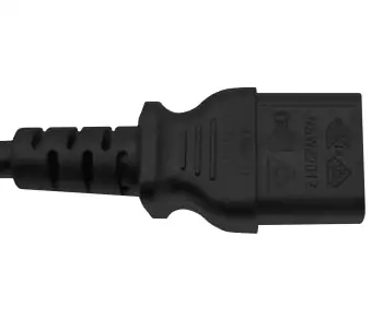 Maitinimo kabelis Danija, K 90°-C13 tipo, 0,75 mm², patvirtinimai: VDE/DEMKO, juodos spalvos, ilgis 1,00 m
