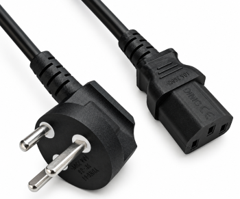 Cablu de rețea Danemarca tip K 90° la C13, 0,75mm², omologări: VDE/DEMKO, negru, lungime 1,80m