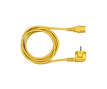 Cavo di rete Europa CEE 7/7 90° a C13, 0,75mm², VDE, giallo, lunghezza 1,80m