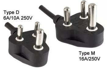 Voedingskabel India type M naar C13, 1,5mm², goedkeuring: BIS, zwart, lengte 3,00 m