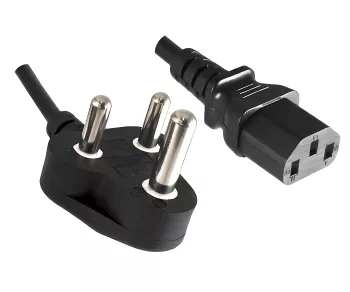 Cavo di alimentazione India tipo M a C13, 1,5mm², 16A, omologazione: BIS, nero, lunghezza 5,00m