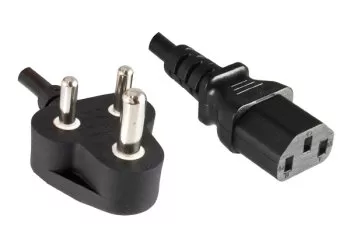 Síťový kabel Indie typ D na C13, 1mm², homologace: BIS, černý, délka 5,00m