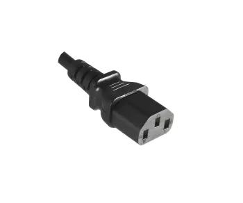 Mains cable India type D to C13, 0.75mm², approval: BIS, black, length 5.00m