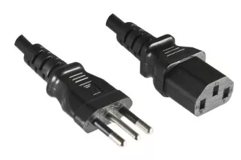 Kabel sieciowy Włochy typ L do C13, 1mm², homologacja: IMQ, czarny, długość 5,00m