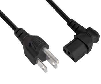 Cabo de rede eléctrica Japão tipo B para C13 90°, 0,75 mm², aprovações: JET/PSE, VCTF, preto, comprimento 1,80m