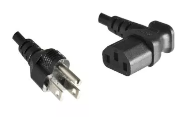 Síťový kabel Japonsko typ B na C13 90°, 0,75 mm², schválení: JET/PSE, VCTF, černý, délka 1,80 m