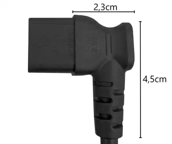 Netkabel Japan type B naar C13 90°, 0,75mm², goedkeuringen: JET/PSE, VCTF, zwart, lengte 1,80m