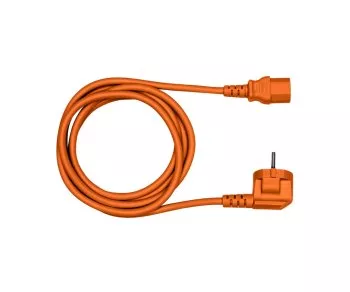 Mains cable Europe CEE 7/7 90° to C13, 0.75mm², VDE, orange, length 1.80m