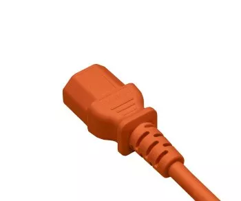 Netzkabel Europa CEE 7/7 90° auf C13, 0,75mm², VDE, orange, Länge 1,80m