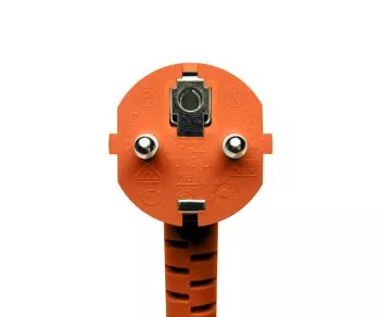 Netzkabel Europa CEE 7/7 90° auf C13, 0,75mm², VDE, orange, Länge 1,80m