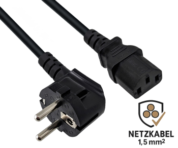 Netzkabel mit einem extra großen Querschnitt 1,5mm²,
