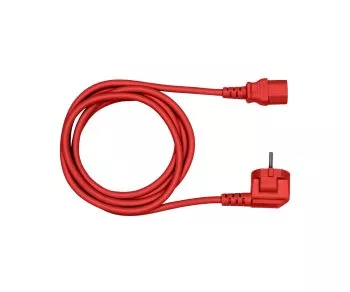 Nettkabel Europa CEE 7/7 90° til C13, 1 mm², VDE, rød, lengde 5,00 m