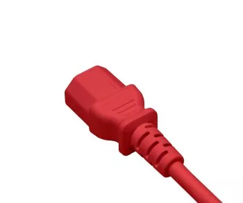 Câble secteur Europe CEE 7/7 90° sur C13, 1 mm², VDE, rouge, longueur 5,00m