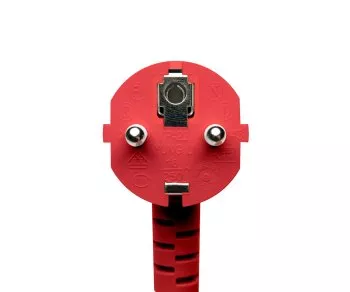 Netzkabel Europa CEE 7/7 90° auf C13, 1 mm², VDE, rot, Länge 5,00m