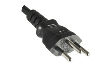 Netzkabel Schweiz Typ J (teilisoliert) auf C13 90°, 1mm², Zulassung: SEV, schwarz, Länge 3,00m