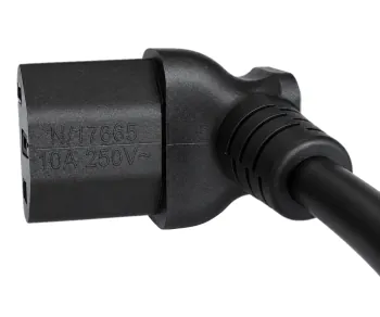 Cablu de rețea Elveția tip J (parțial izolat) la C13 90°, 0,75mm², omologare: SEV, negru, lungime 1,80m
