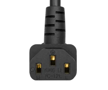 Cablu de rețea Elveția tip J (parțial izolat) la C13 90°, 0,75mm², omologare: SEV, negru, lungime 1,80m