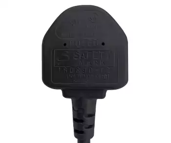 Netkabel Engeland UK type G 10A naar C13 90°, 0,75mm², goedgekeurd: ASTA / SASO /HK en Singapore SM, zwart, lengte 1,80m