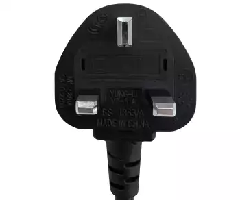 Netkabel Engeland UK type G 10A naar C13 90°, 0,75mm², goedgekeurd: ASTA / SASO /HK en Singapore SM, zwart, lengte 1,80m