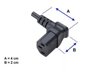 Mains cable England UK type G 10A to C13 90°, 0.75mm², approved: ASTA / SASO /HK and Singapore SM, black, length 1.80m
