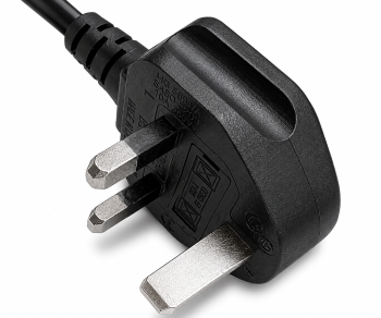 Καλώδιο δικτύου Αγγλίας τύπου G 10A σε C13 90°, 0.75mm², εγκεκριμένο: ASTA / SASO /HK και Singapore SM, μαύρο, μήκος 1.80m