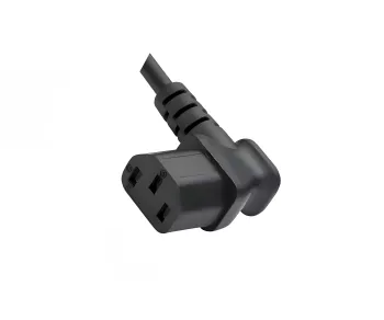 Mains cable England UK type G 10A to C13 90°, 0.75mm², approved: ASTA /SASO /HK and Singapore SM, black, length 2.00m