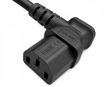 Καλώδιο δικτύου Αγγλίας τύπου G 10A σε C13 90°, 0.75mm², εγκεκριμένο: ASTA /SASO /HK και Singapore SM, μαύρο, μήκος 2.00m