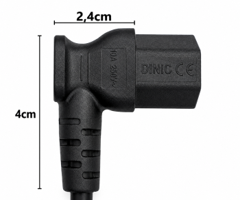 Καλώδιο δικτύου Αγγλίας τύπου G 10A σε C13 90°, 0.75mm², εγκεκριμένο: ASTA /SASO /HK και Singapore SM, μαύρο, μήκος 2.00m