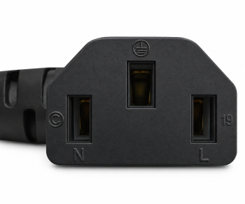 Καλώδιο δικτύου Αγγλίας τύπου G 10A σε C13 90°, 0.75mm², εγκεκριμένο: ASTA /SASO /HK και Singapore SM, μαύρο, μήκος 2.00m