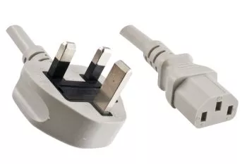 Power cord England UK type G 10A to C13, 1,5mm², Zul.: ASTA/SASO/HK u. Singapore SM, grey, length 2,50m