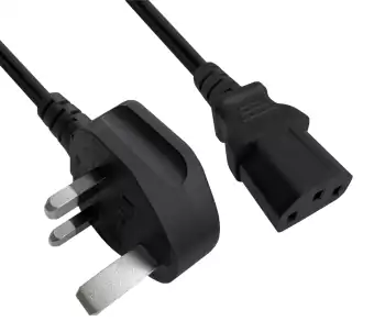 Cabo de rede Inglaterra Reino Unido tipo G 10A para C13, 0,75mm², aprovado: ASTA /SASO /HK e Singapura SM, preto, 1,80m