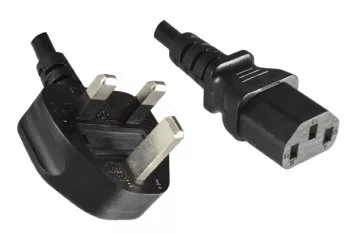 Síťový kabel Anglie typ G 10A na C13, 0,75 mm², schválený: ASTA /SASO /HK a Singapur SM, černý, délka 1,80 m