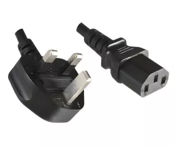 Netzkabel England UK Typ G 10A auf C13, 1mm², Zul.: ASTA /SASO /HK u. Singapore SM, schwarz, Länge 3,00m