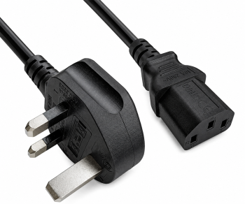 Καλώδιο δικτύου Αγγλίας τύπου G 10A σε C13, 1mm², έγκριση: ASTA, μαύρο, μήκος 2.00m