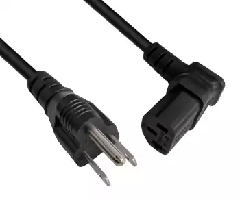 Maitinimo kabelis Amerika, JAV, NEMA 5-15P, B - C13 tipo, su kampu apačioje, AWG18, SVT, UL/CSA, juodas, 1,80 m ilgio