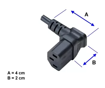 Netzkabel Amerika USA NEMA 5-15P, Typ B - C13 unten gewinkelt, AWG18, SVT, UL/CSA, schwarz, Länge 1,80m