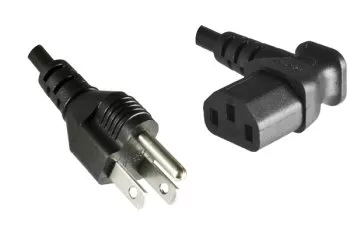 Power cable America NEMA 5-15P, type B to C13 90°, AWG18, SVT, approvals: UL/CSA, black, length 1.80m