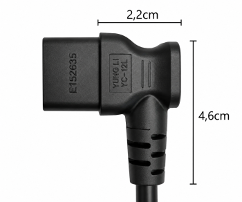 Cavo di rete America USA NEMA 5-15P, tipo B - C13 angolato lateralmente, AWG18, SVT, UL/CSA, nero, lunghezza 1,80 m