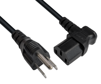 Cabo de alimentação América EUA NEMA 5-15P, tipo B - C13 inclinado para o lado, AWG18, SVT, UL/CSA, preto, comprimento 1,80m