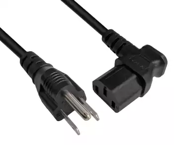 Maitinimo kabelis Amerika, JAV, NEMA 5-15P, B - C13 tipo, pasuktas į šoną, AWG18, SVT, UL/CSA, juodas, 1,80 m ilgio