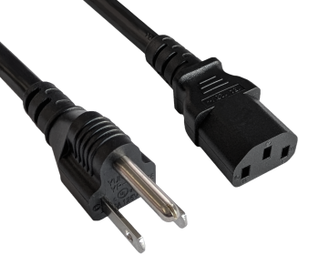 Cabo de rede eléctrica América EUA NEMA 5-15P, tipo B a C13, AWG14, SJTOW, aprovações: UL/CSA, preto, comprimento 3,00m