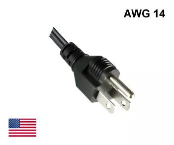 Netzkabel Amerika USA NEMA 5-15P, Typ B auf C13, großer Querschnitt AWG14, SJT, UL/CSA, schwarz, Länge 1,80m