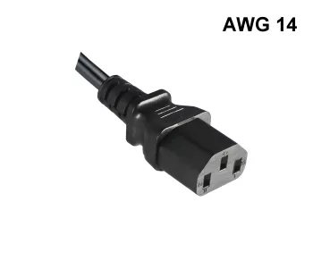 Netzkabel Amerika USA NEMA 5-15P, Typ B auf C13, großer Querschnitt AWG14, SJT, UL/CSA, schwarz, Länge 1,80m