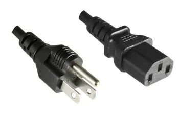 Power cable America USA NEMA 5-15P, type B to C13, AWG18, SJT, approvals: UL/CSA, black, length 3.00m