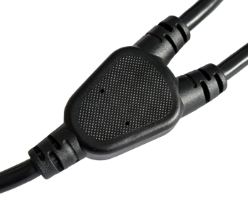 Y netsnoer CEE 7/7 90° 1,20m naar 2x C13 0,80m, 1mm², VDE, zwart, lengte 2,00m