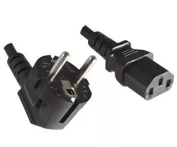 Europe LSZH mains cable, CEE 7/7 90° to C13, 1mm², VDE, black, length 1.80m